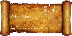 Rohr Ádám névjegykártya